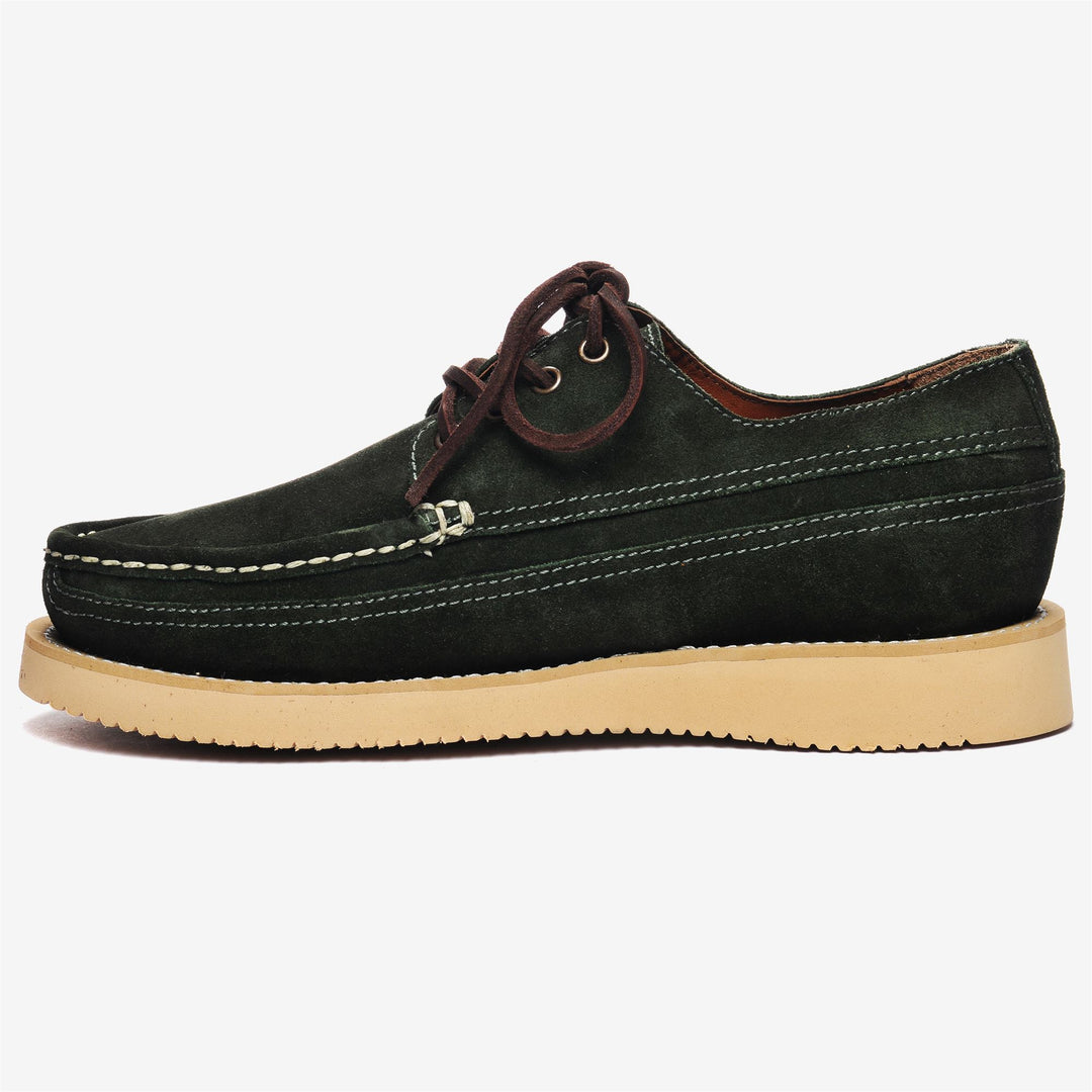 Dark Green Men's Suede Low Cut Moccasins for Leisure Activities main