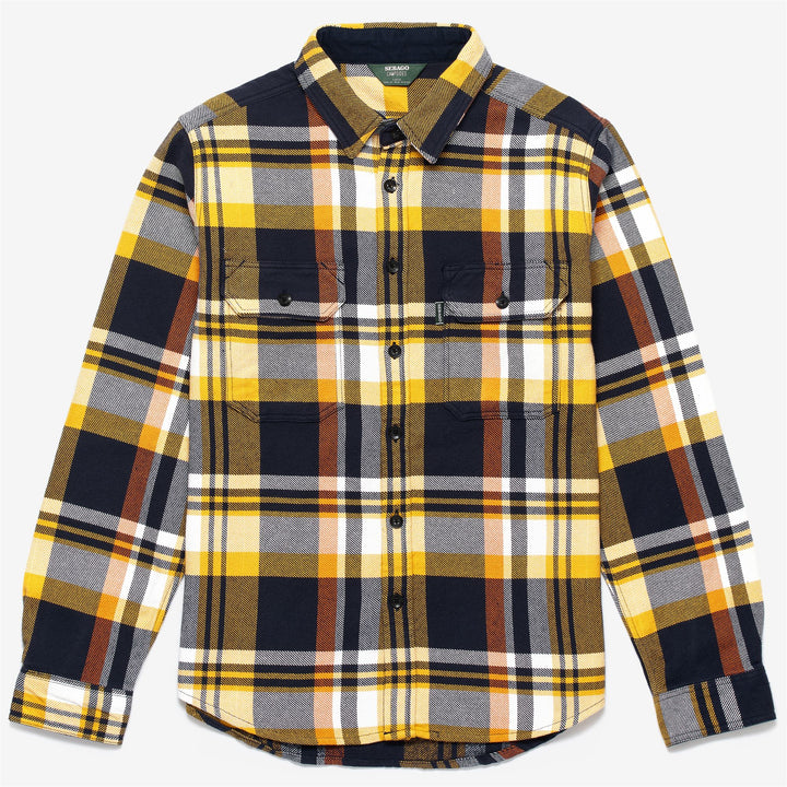 Gelb-blaues Unisex-Flanell-Overshirt für lässige Freizeitkleidung 1