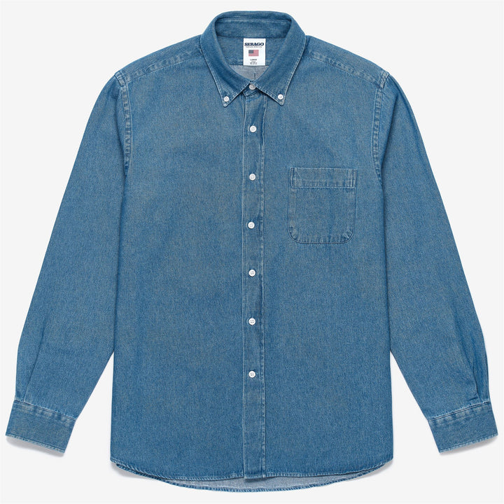 Chemise boutonnée en jean unisexe bleu indigo style yachting 1