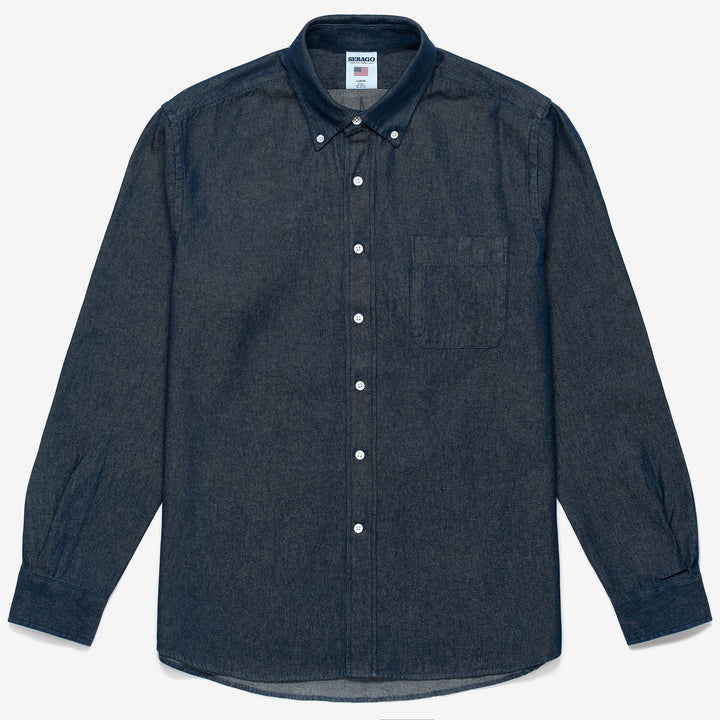 Dark Blue Unisex Yachting Button-Down Denim Shirt 1