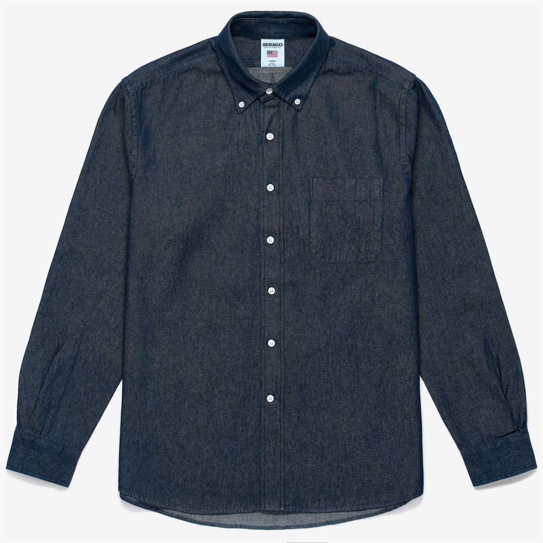 Dark Blue Unisex Yachting Button-Down Denim Shirt 01