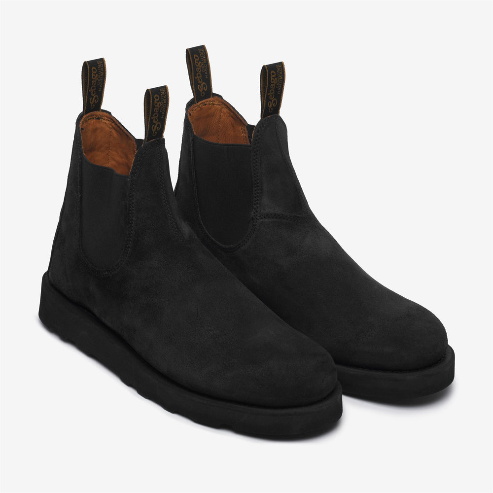 Black Men's Suede Ankle Boots with Elastic Side Panels 02