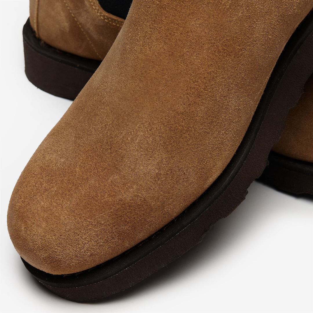 Beige Yellow Men's Suede Ankle Boots with Elastic Side Panels main