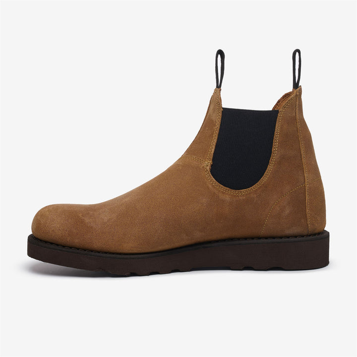 Beige Yellow Men's Suede Ankle Boots with Elastic Side Panels 3