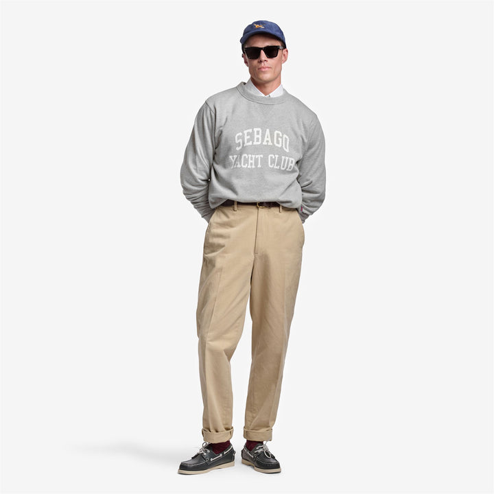 Maglione in Fleece da Yachting Uomo Grigio Melange Stile Classico 5