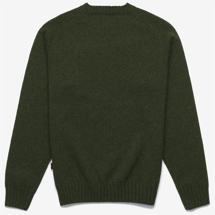 Suéter unisex de lana verde bosque con mangas raglán 2