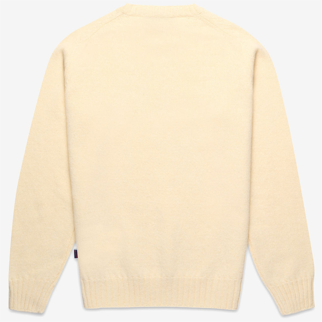 Jersey unisex beige de lana premium con ribetes de canalé main