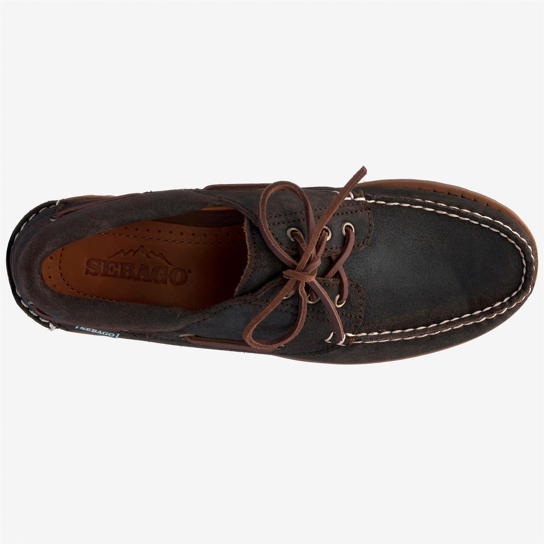Mocassins en cuir marron foncé pour homme avec col rembourré main