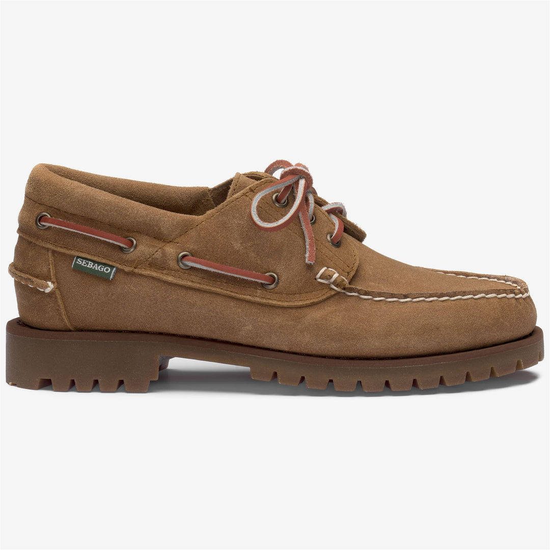 Mocassins en daim beige pour homme avec semelles en gomme miel 01