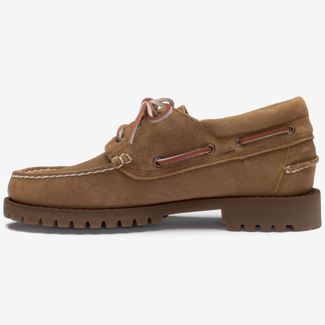 Beige Men's Suede Moccasins with Honey Gum Soles main