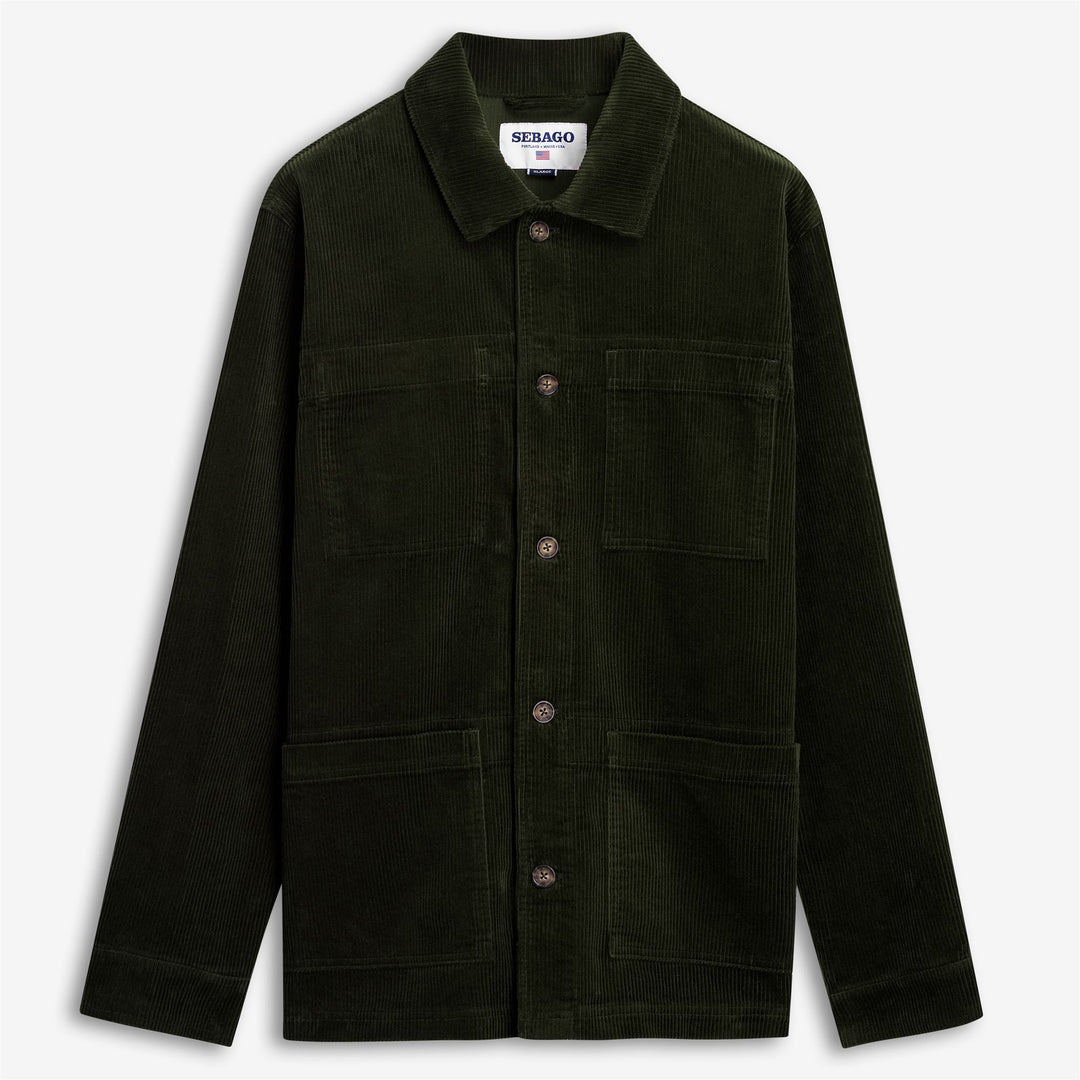 Forest green Unisex Corduroy Mid Jacket with Pockets 01