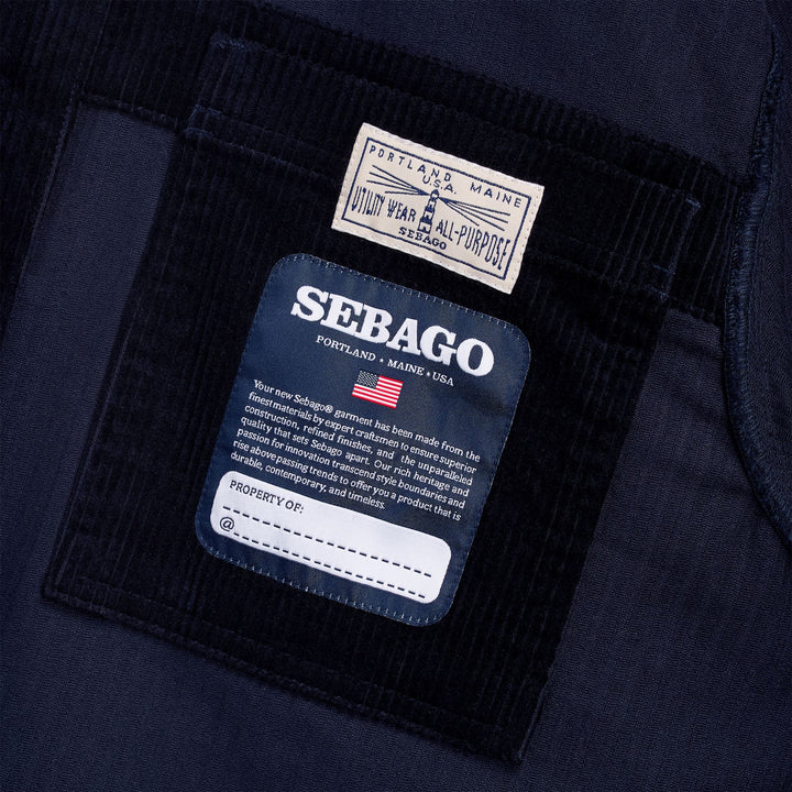 Dunkelblaue Unisex-Cord-Arbeitsjacke in mittlerer Länge 3