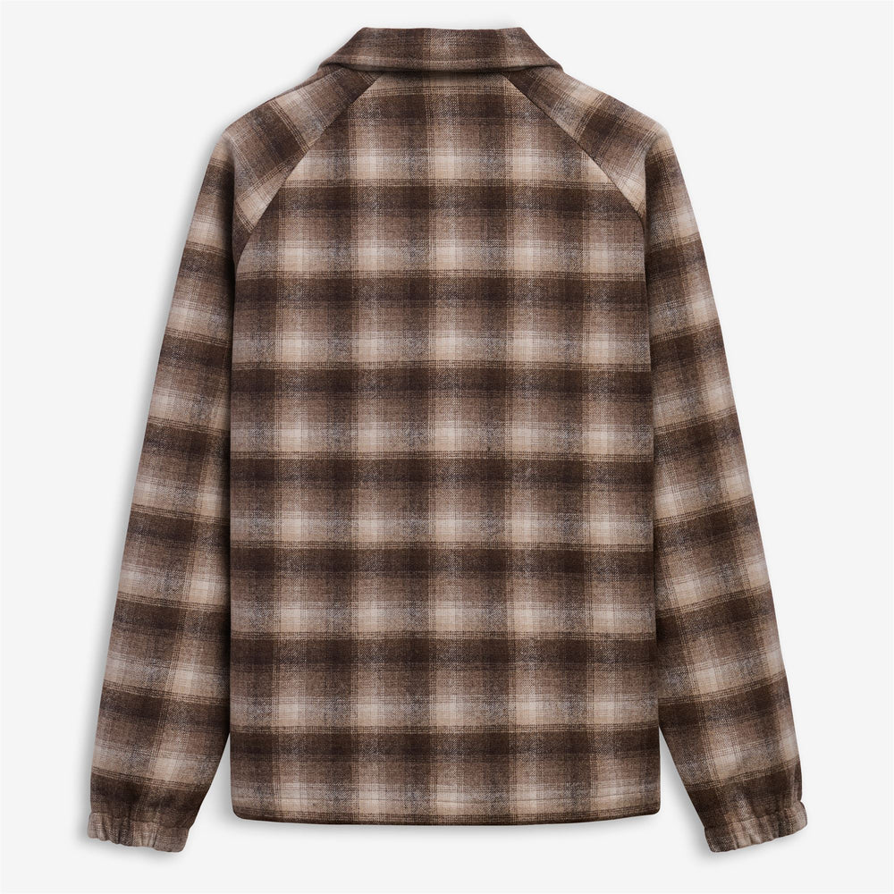 Chaqueta unisex de lana a cuadros blancos y beige para uso urbano. 02