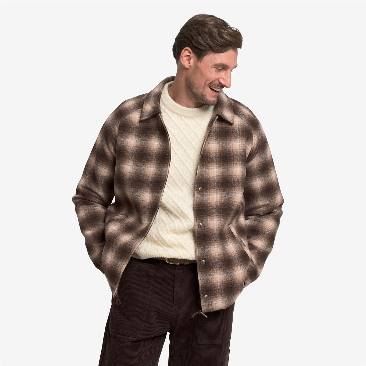 White Unisex Wool Coach Jacket