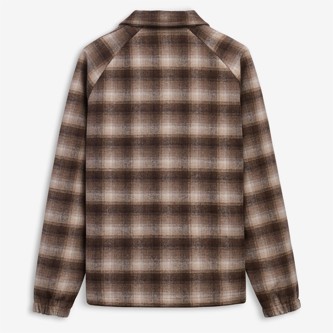 Weiß-beige Unisex-Wolljacke mit Karomuster für den urbanen Alltag main