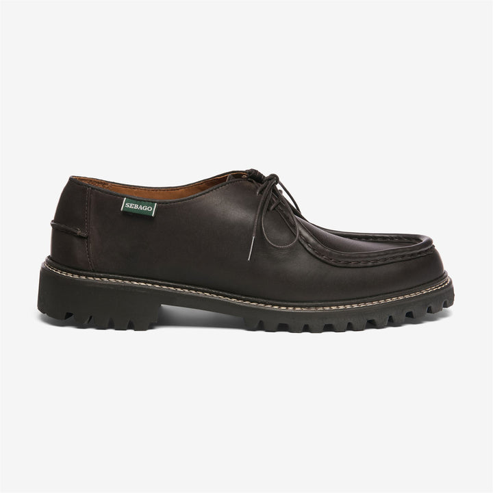 Dark brown Men's Leather Moccasin Docksides with Hand-Stitched Trims 1