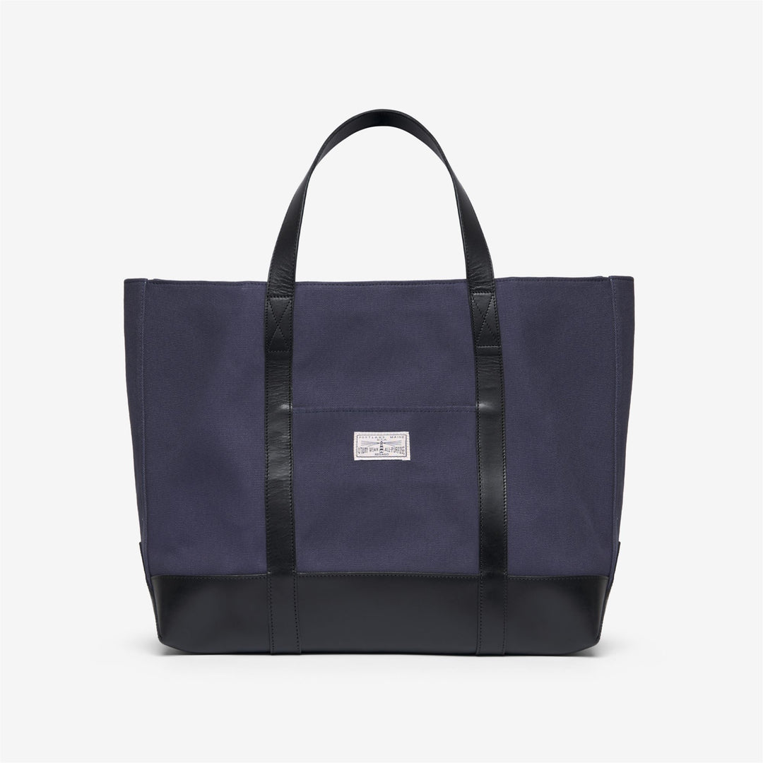 Blue-black Unisex Leisure Tote Bag with Leather Handles 01