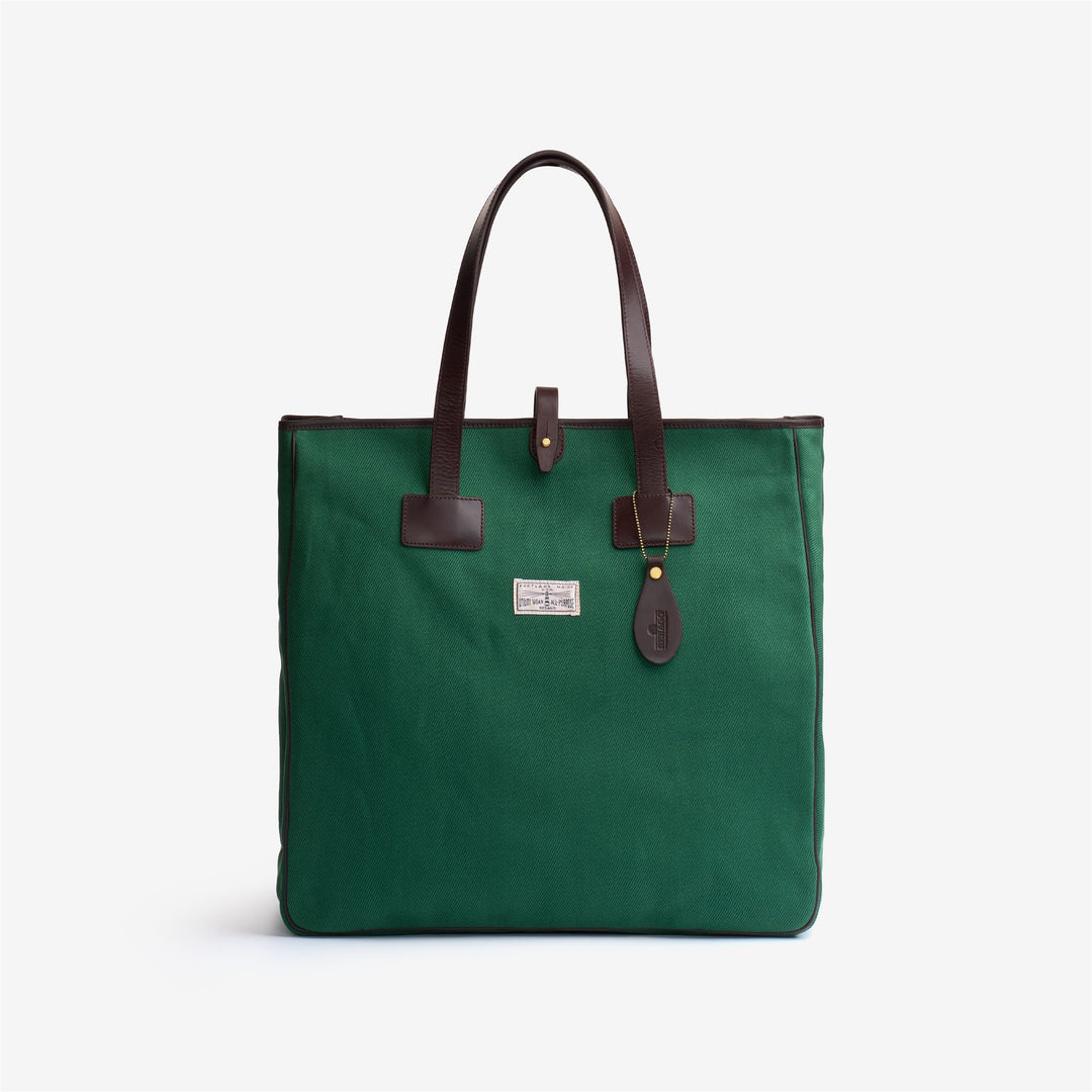 Green Unisex Tote Bag for Leisure with Leather Details 01