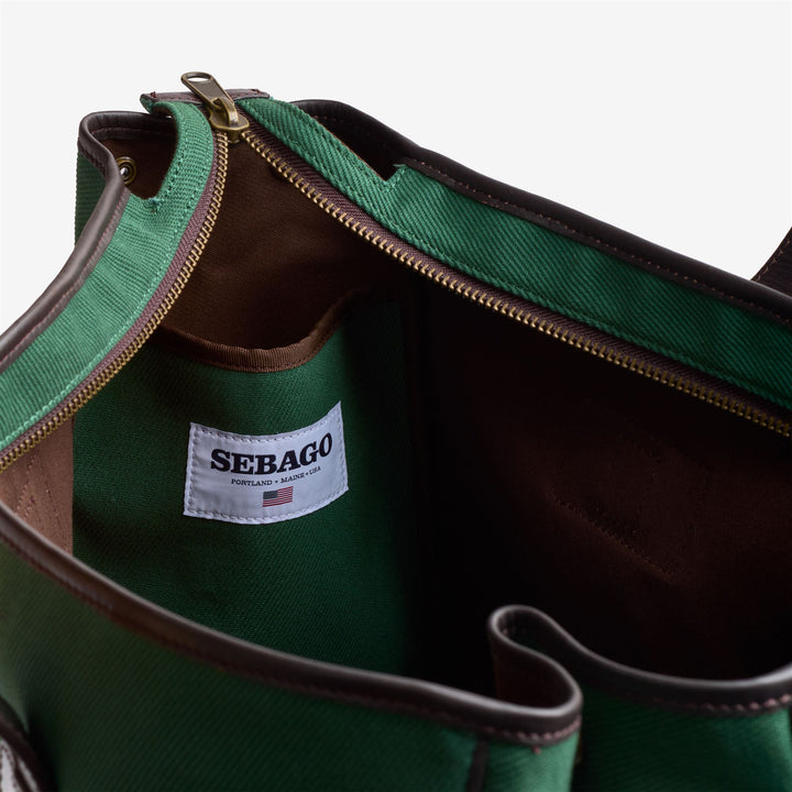 Green Unisex Tote Bag for Leisure with Leather Details 3
