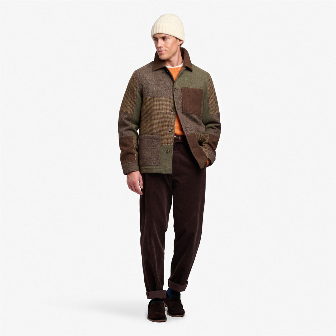 Veste patchwork unisexe multicolore marron main