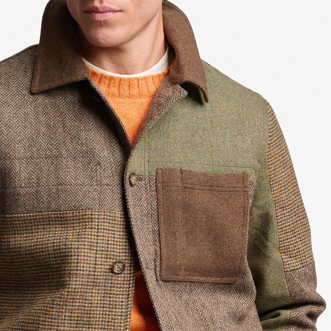 Veste patchwork unisexe multicolore marron main