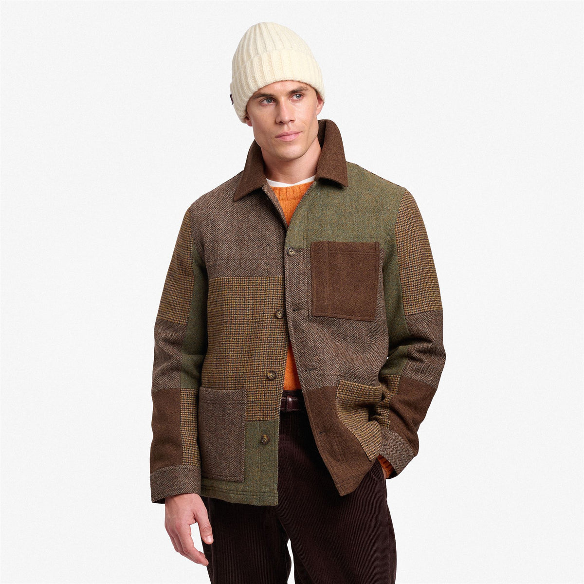 Brown Unisex Patchwork Leisure Jacket