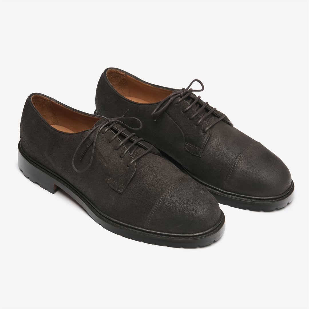Zapatos de hombre de ante marrón oscuro con cordones y corte bajo, suela antideslizante. main