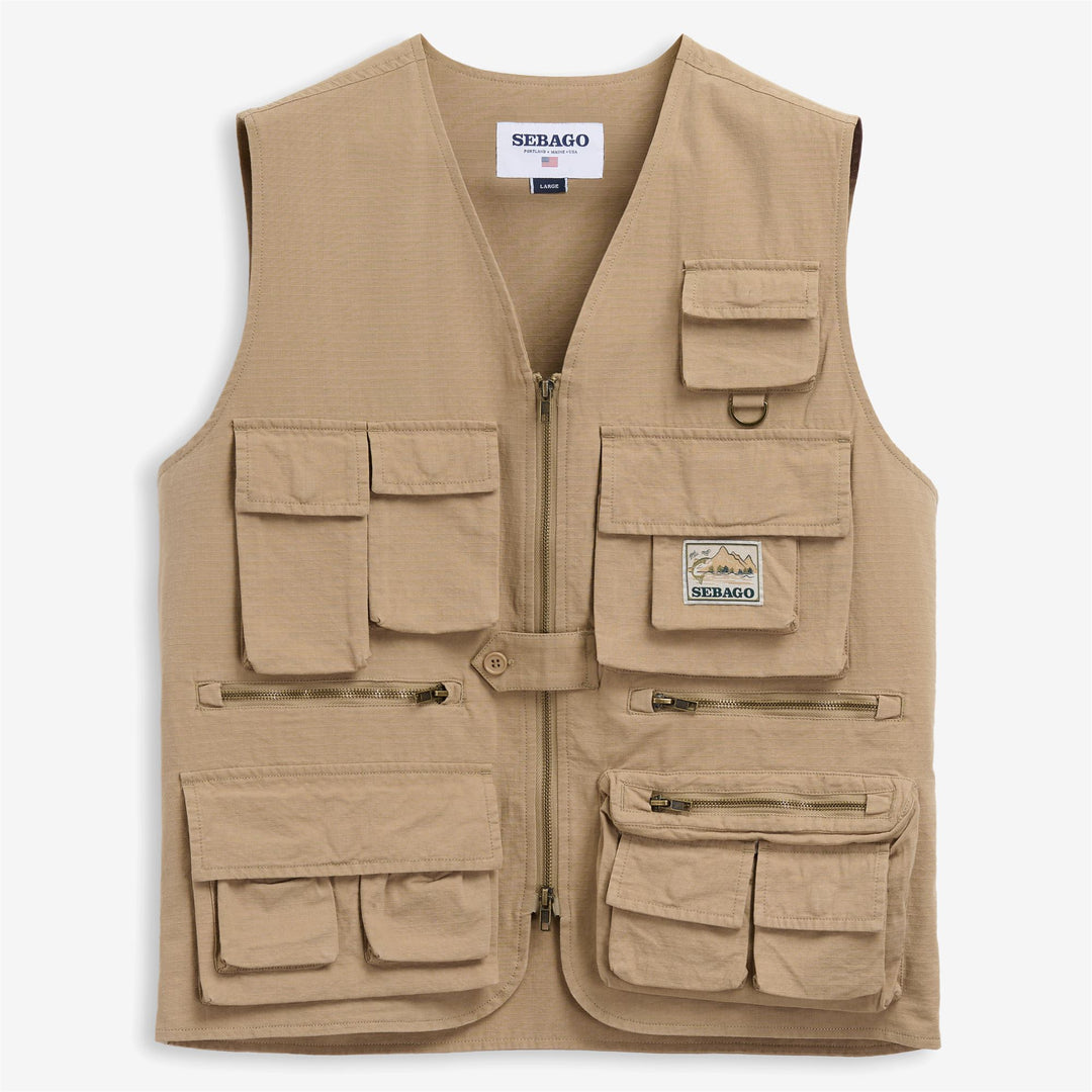 Beige Unisex Outdoor Utility Vest Jacket 01