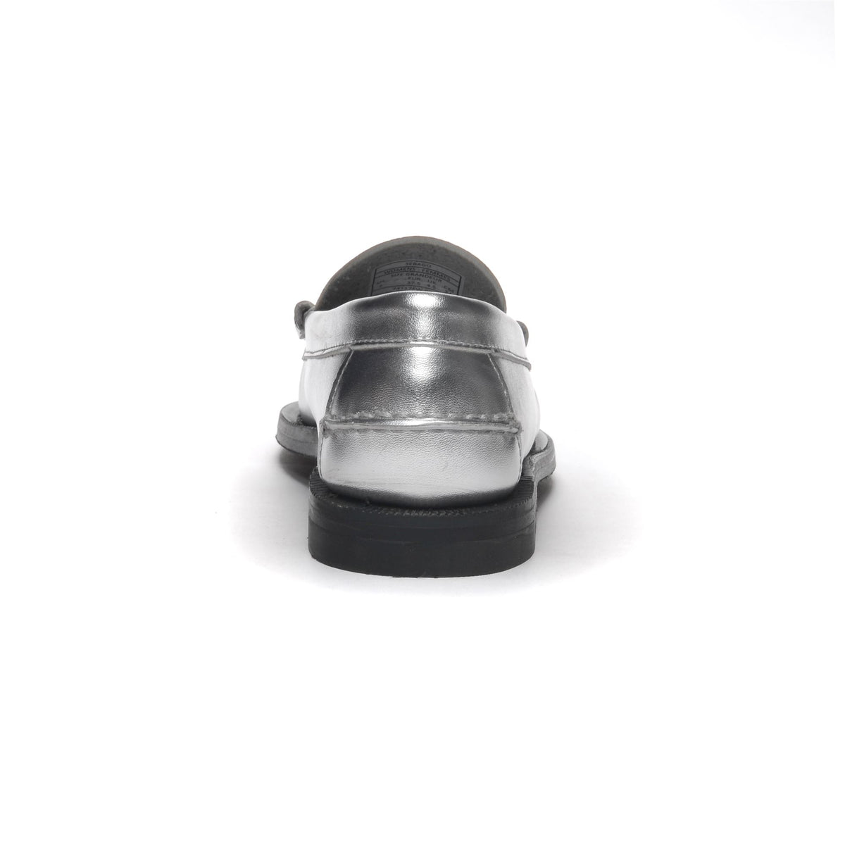 Grauer Damen-Slipper aus Metallic-Leder