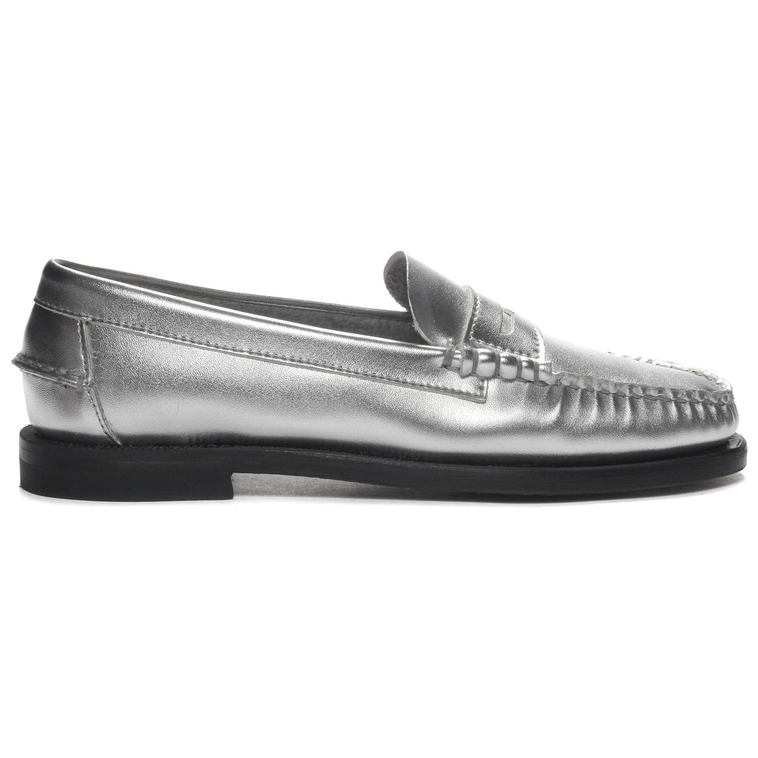 Silver Grey Women's Business Moccasin with Metallic Leather Upper 01
