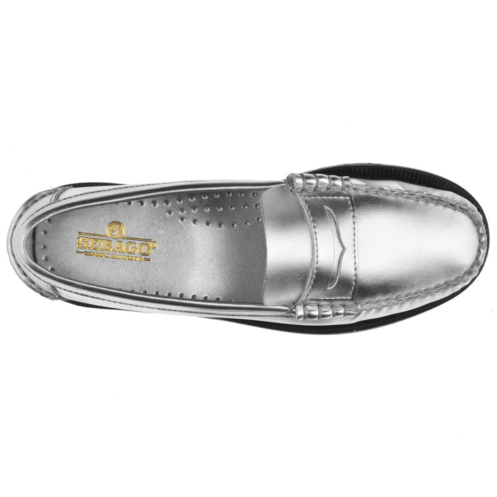 Mocassins d'affaires gris argenté pour femme avec tige en cuir métallisé 4