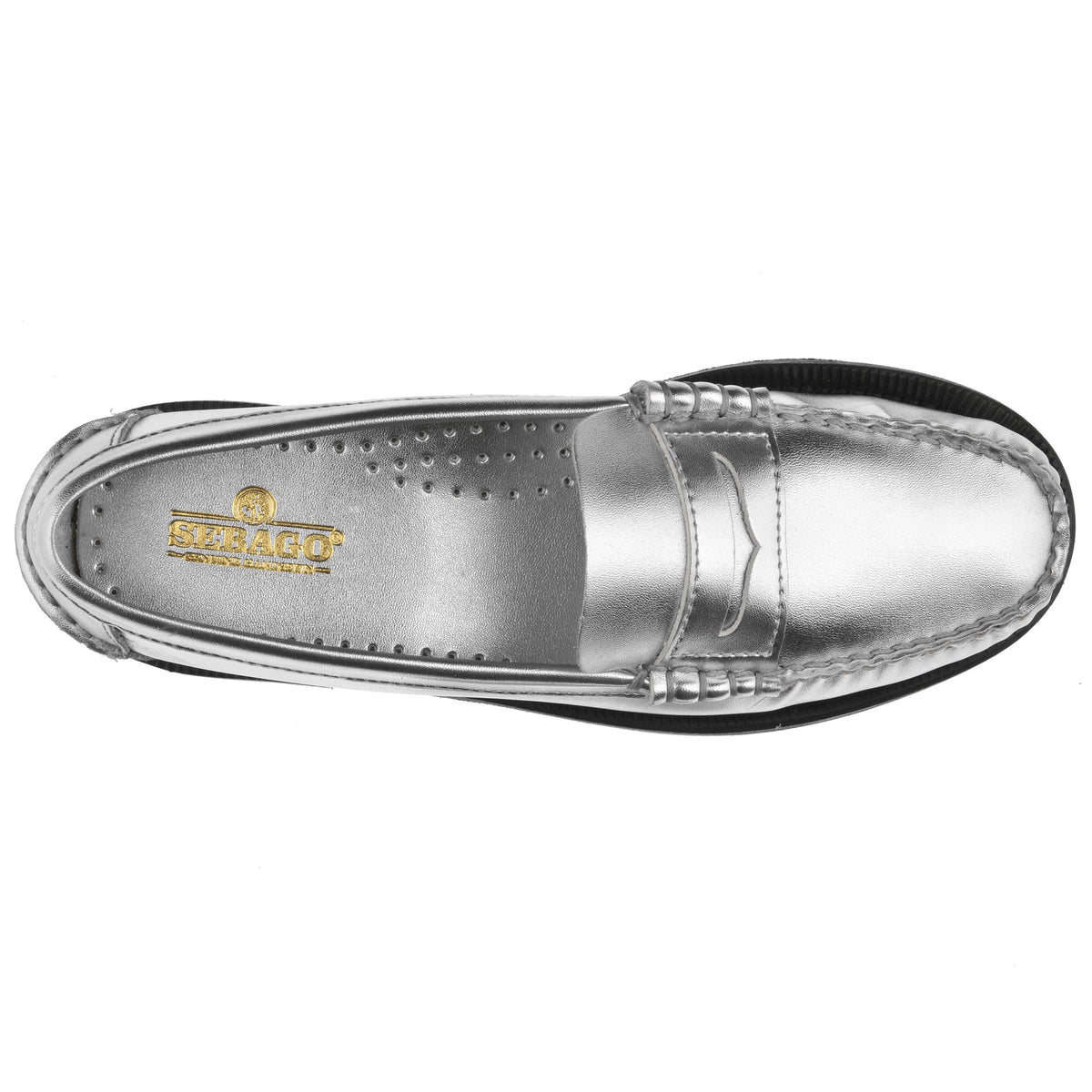 Grauer Damen-Slipper aus Metallic-Leder