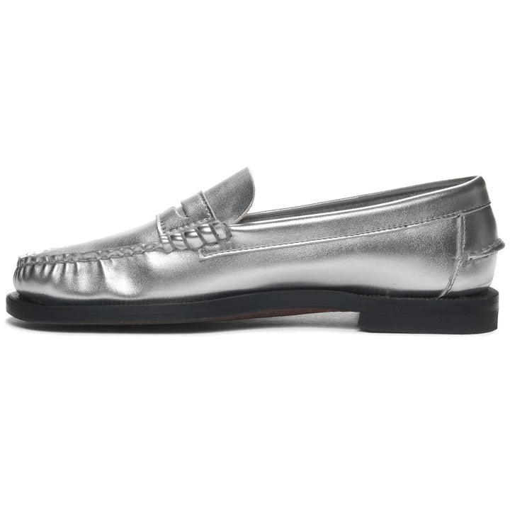 Mocassins d'affaires gris argenté pour femme avec tige en cuir métallisé 3