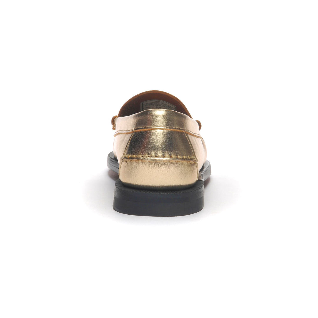 Mocassins d'affaires pour femmes, couleur or et orange, avec semelle extérieure en cuir main