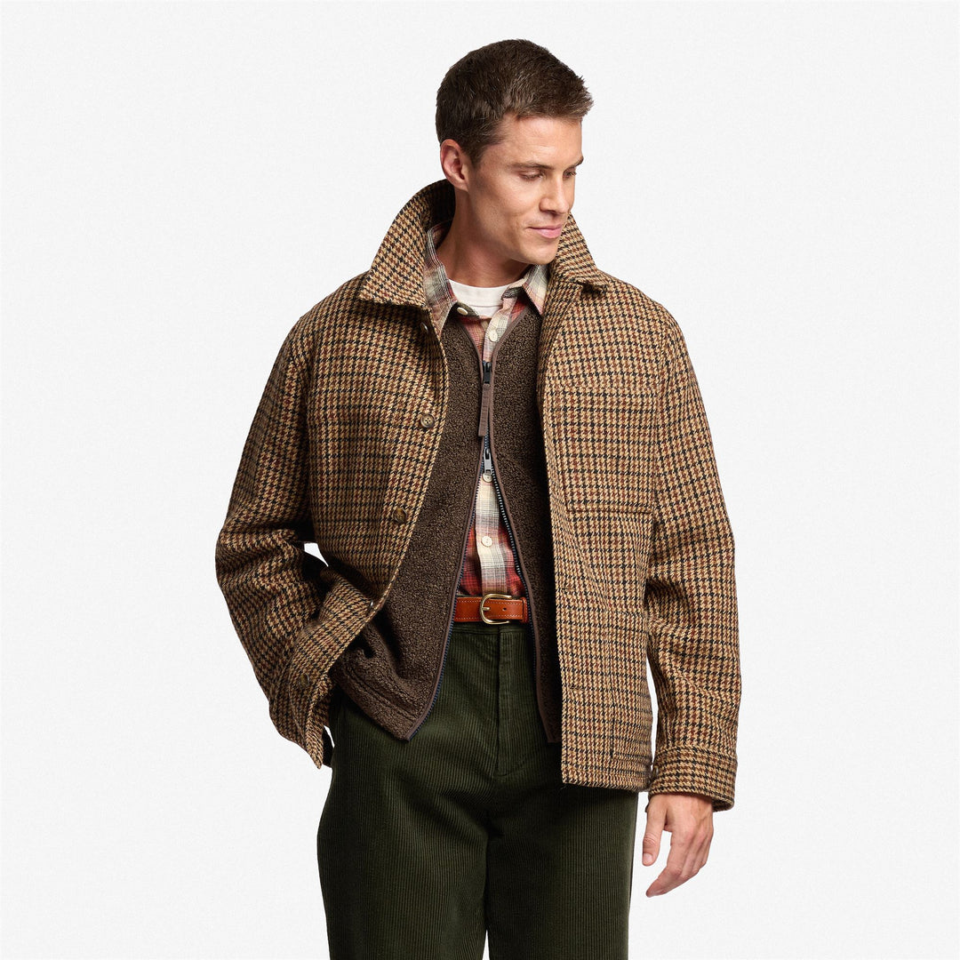 Beigebraune Unisex-Utility-Jacke aus Wolle in mittlerer Länge main