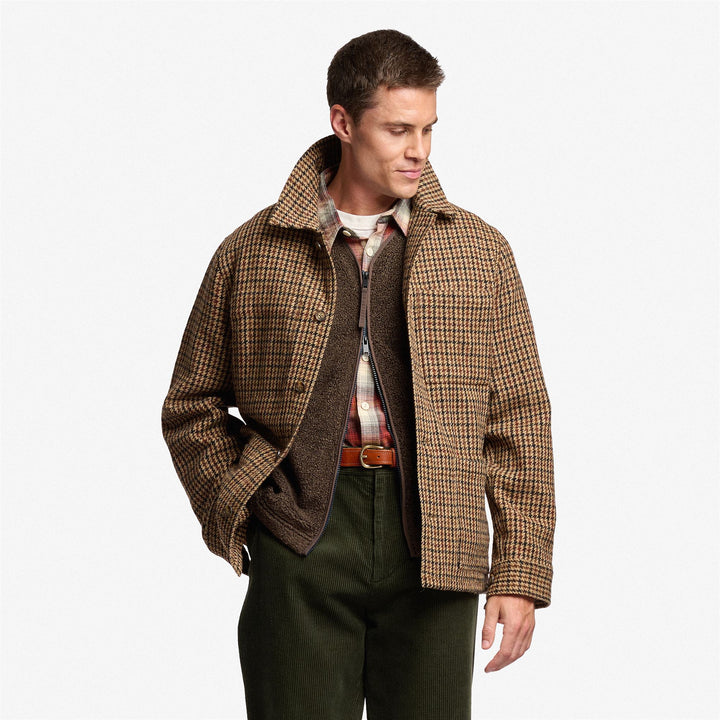 Beigebraune Unisex-Utility-Jacke aus Wolle in mittlerer Länge 3