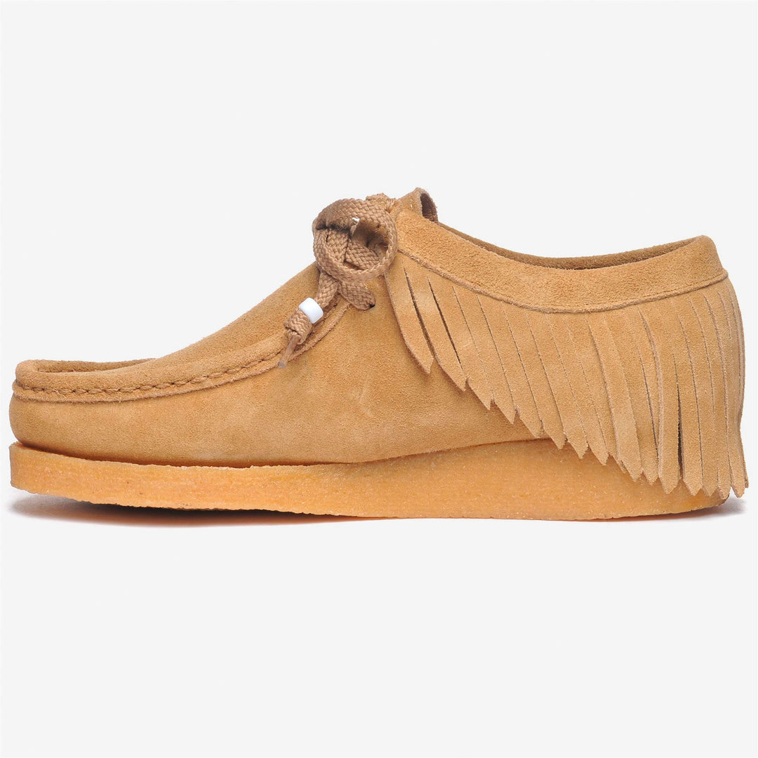 Beige Yellow Women's Low Cut Moccasins with Native American Fringes main