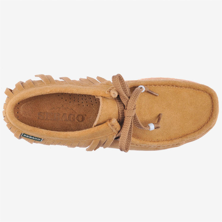 Beige Yellow Women's Low Cut Moccasins with Native American Fringes 4