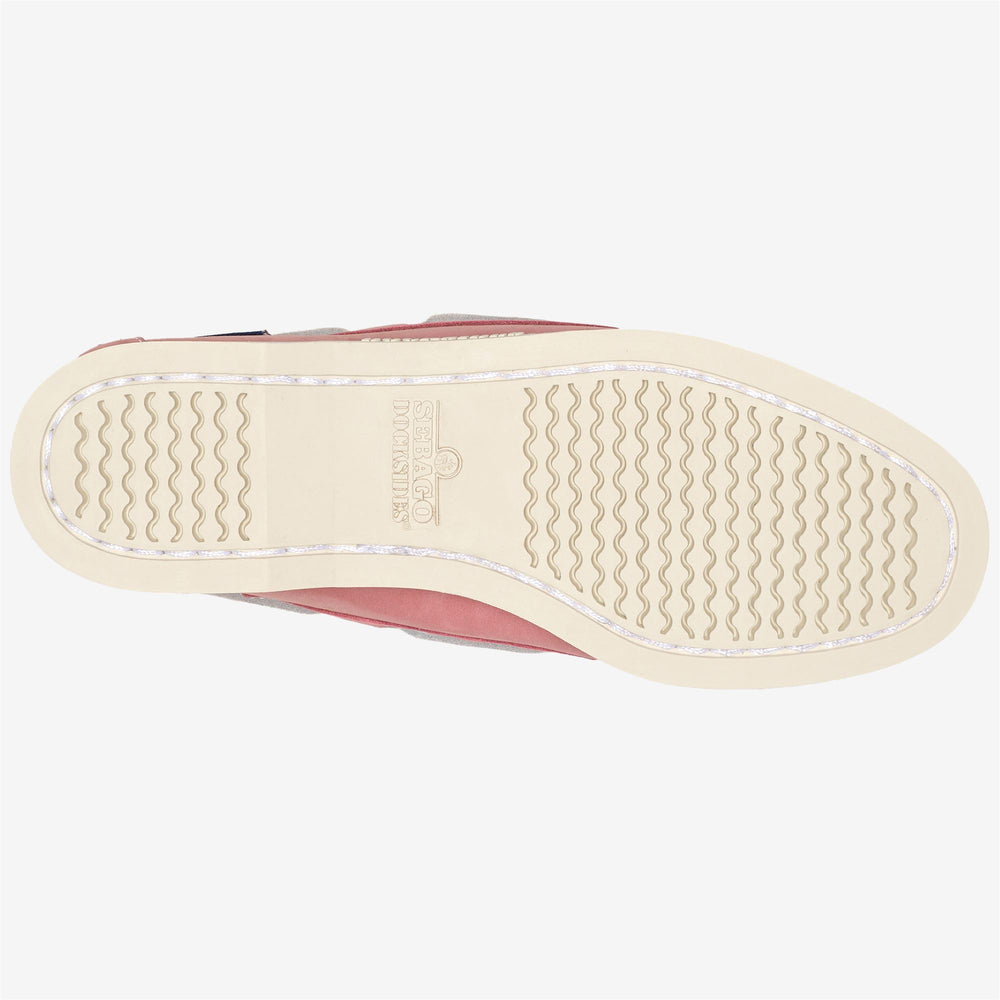 Zapatos náuticos tipo mocasín de nobuk para mujer en color rosa y rojo 02