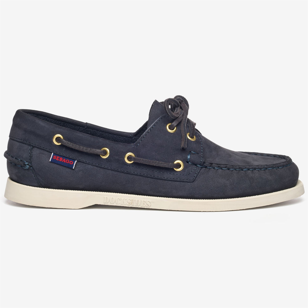 Mocasines náuticos Docksides de nobuk azul hechos a mano para mujer 01