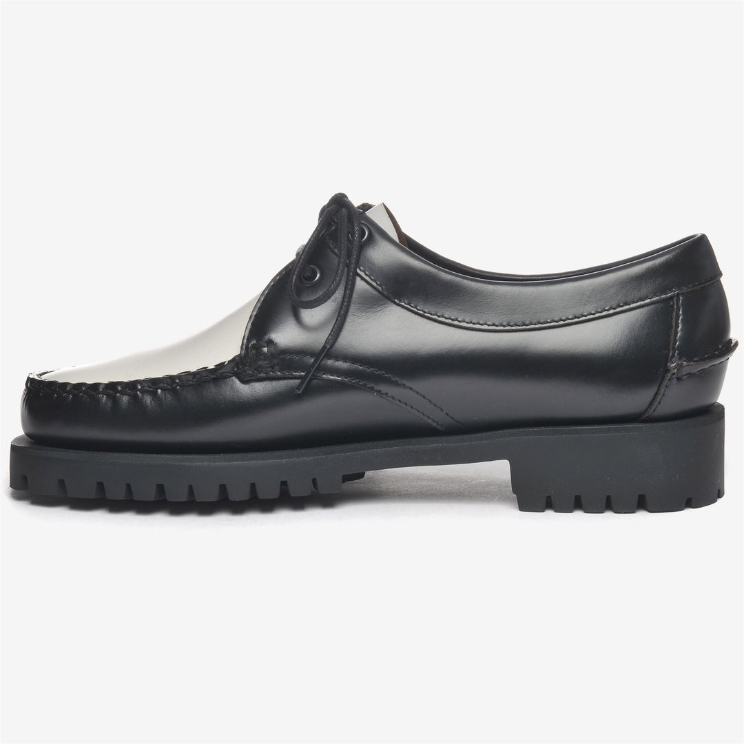 Black White Women's Leather Moccasin Footwear for Leisure main