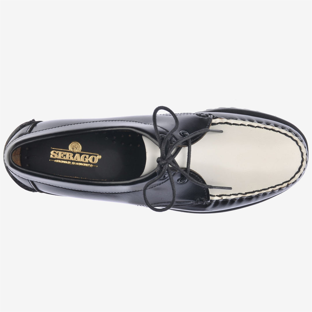 Black White Women's Leather Moccasin Footwear for Leisure main