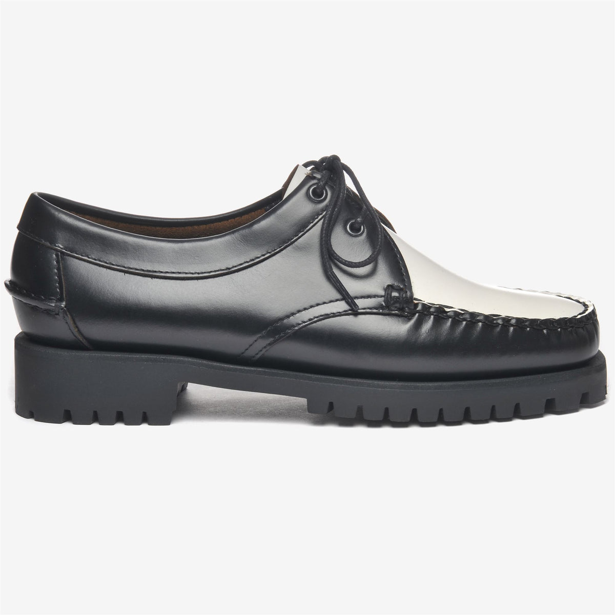 Black Women's Leather Lug Sole Loafer
