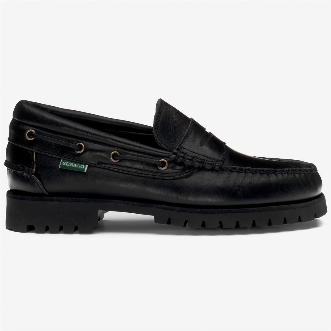 Mocassins noirs en cuir à semelles en caoutchouc pour homme 01