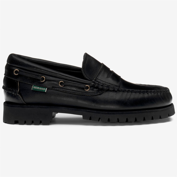 Black Men's Low Cut Leather Moccasin with Rubber Sole 1