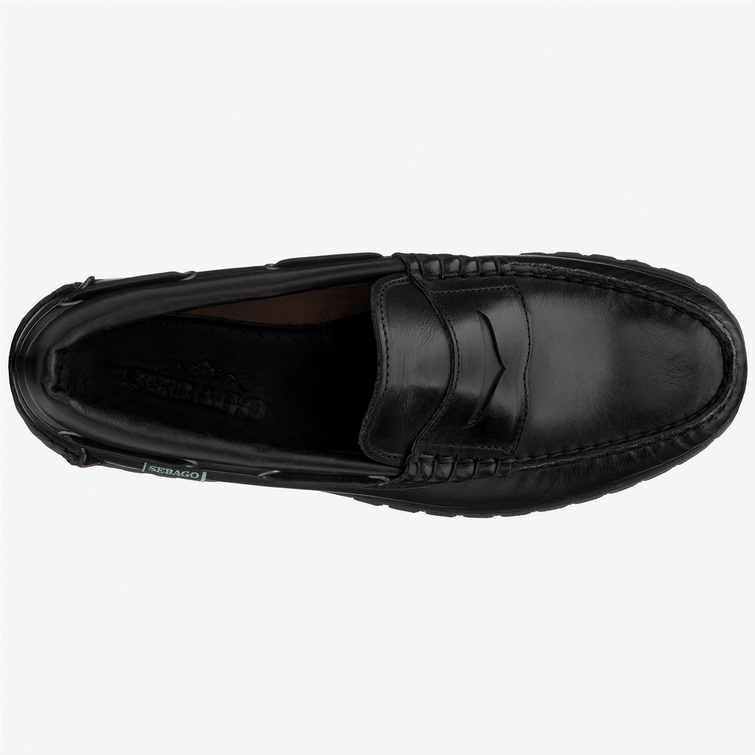 Black Men's Low Cut Leather Moccasin with Rubber Sole main
