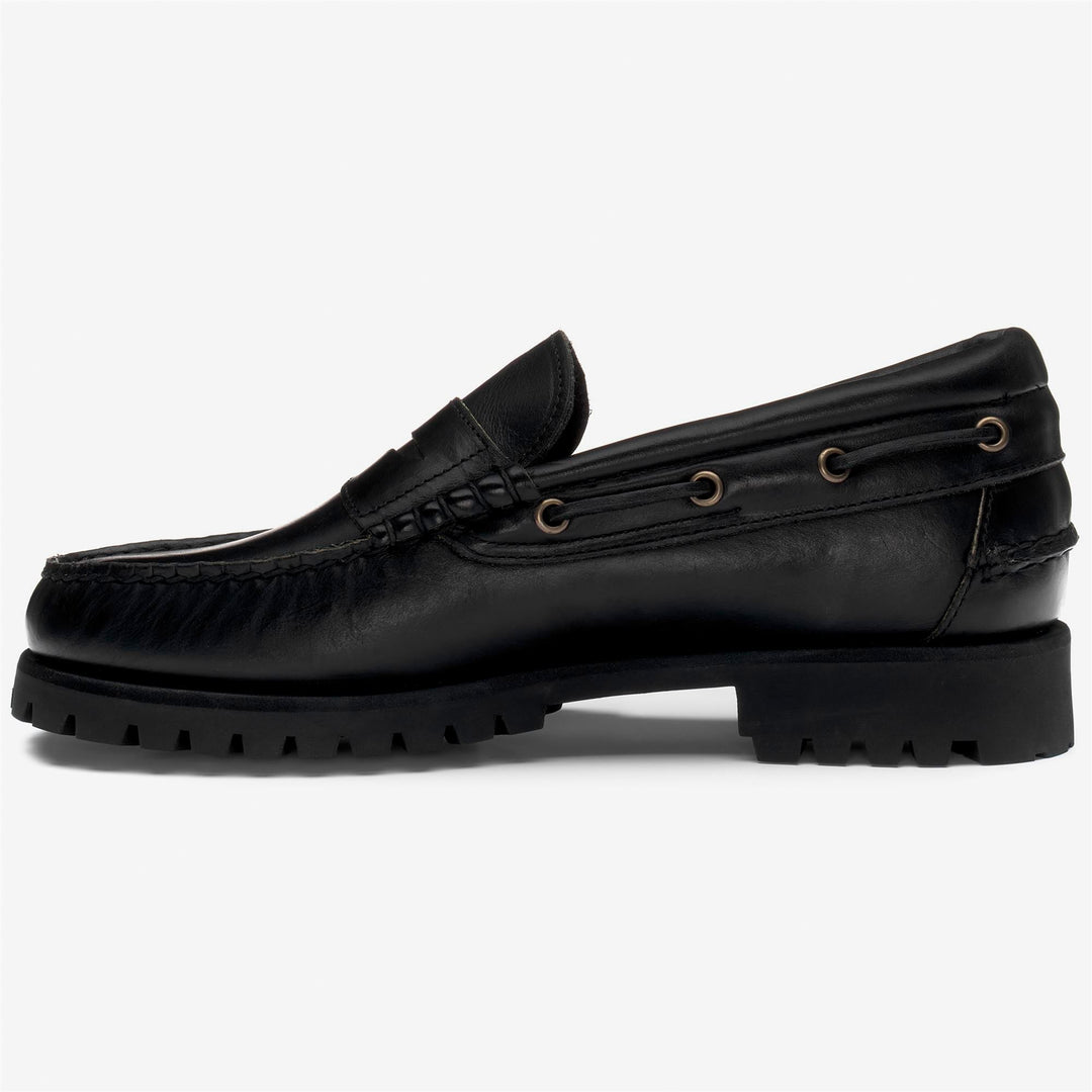 Black Men's Low Cut Leather Moccasin with Rubber Sole main