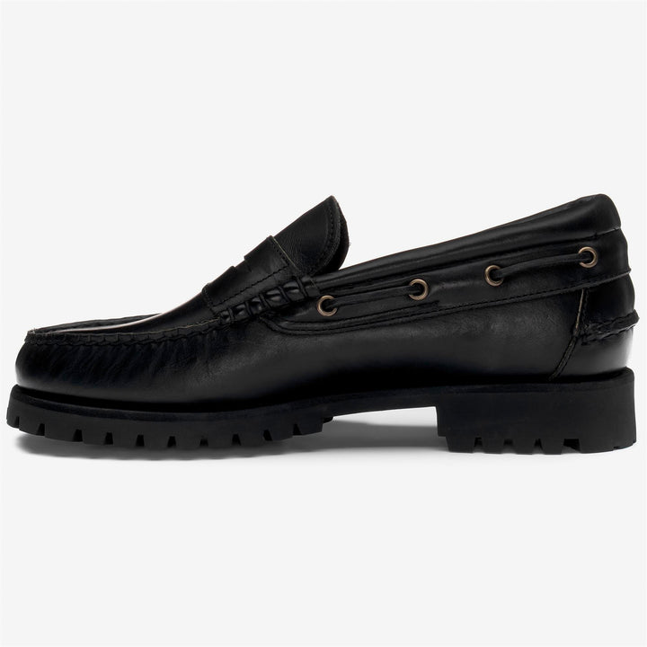 Black Men's Low Cut Leather Moccasin with Rubber Sole 3