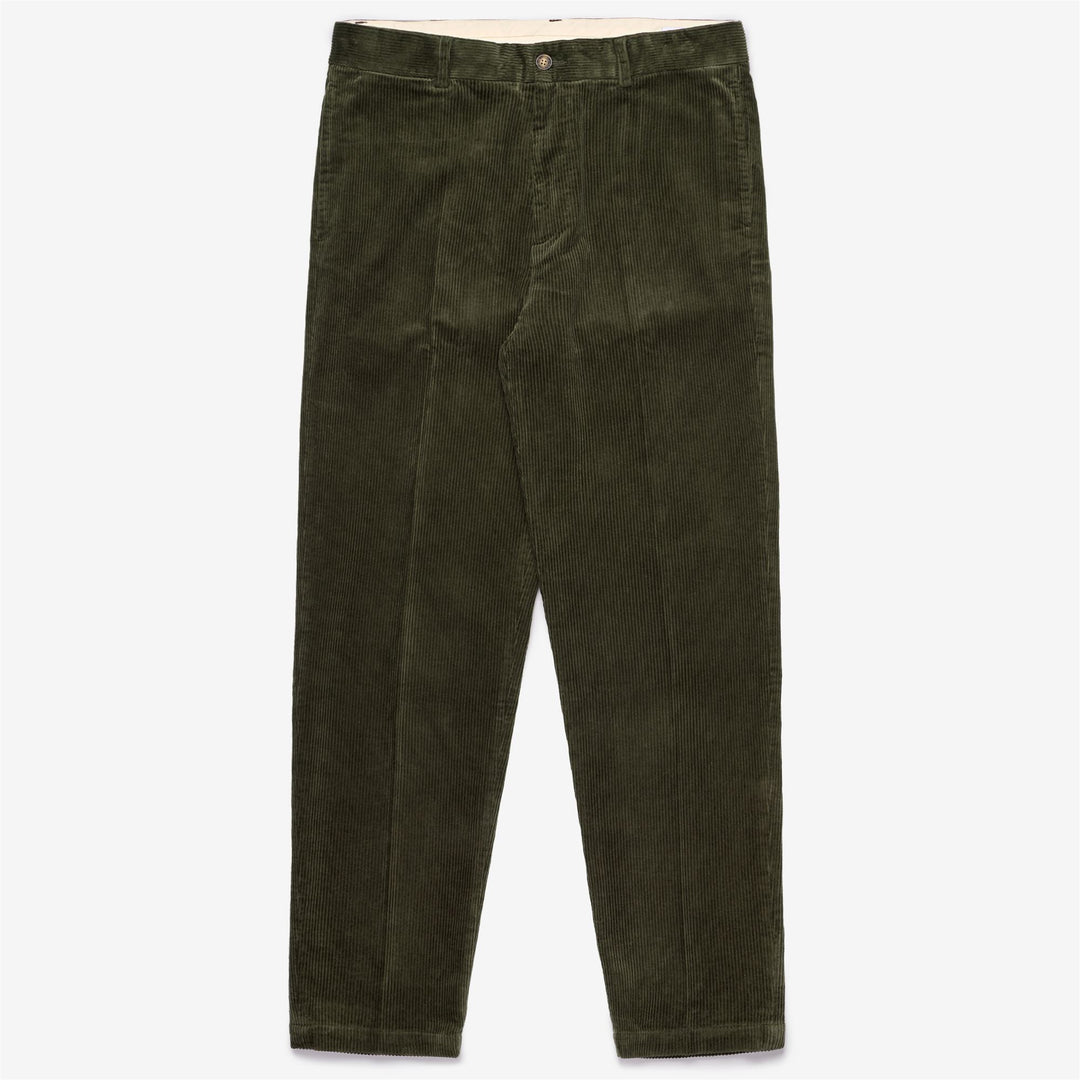 Pantalones chinos de pana verde y negro para hombre con corte entallado main