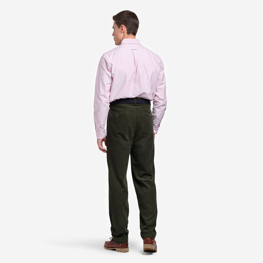 Pantalon chino en velours côtelé vert et noir pour homme, coupe ajustée main